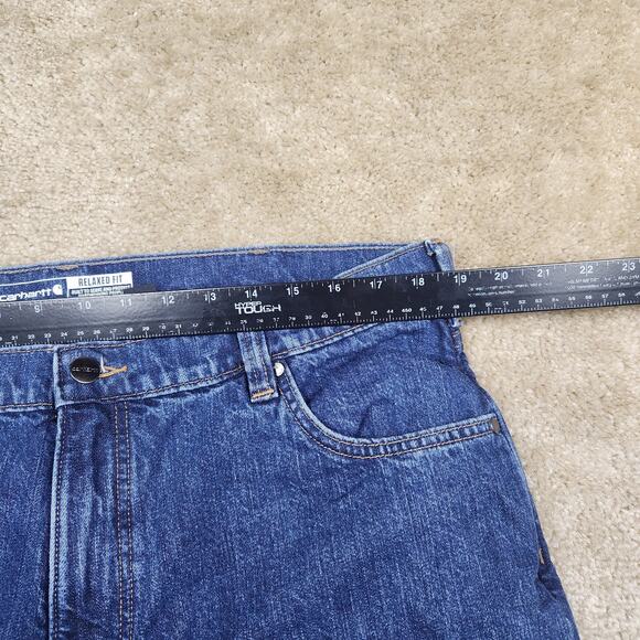 Carhartt Jeans Mens 38x30 Relaxed Fit Flannel Lined Blue Denim Workwear B225 - Picture 8 of 12